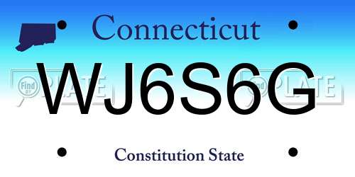 WJ6S6G Connecticut License Plate