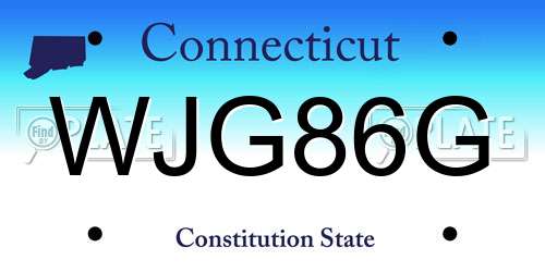 WJG86G Connecticut License Plate