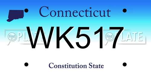 WK517 Connecticut License Plate