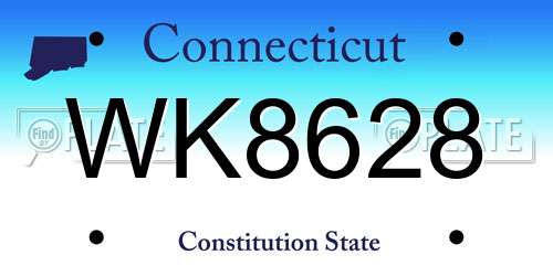 WK8628 Connecticut License Plate