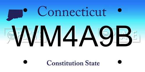 WM4A9B Connecticut License Plate