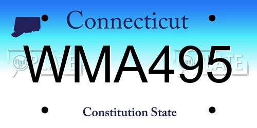 WMA495 Connecticut License Plate