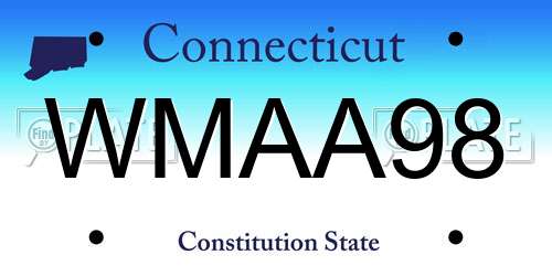 WMAA98 Connecticut License Plate