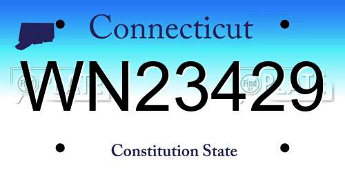 WN23429 Connecticut License Plate