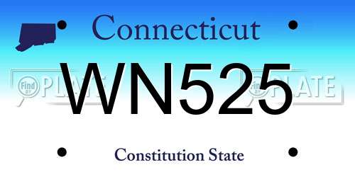 WN525 Connecticut License Plate