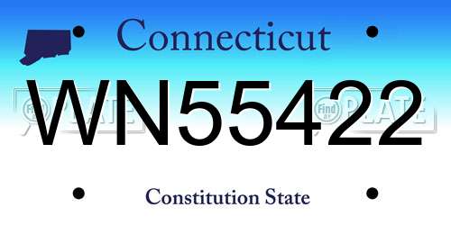 WN55422 Connecticut License Plate