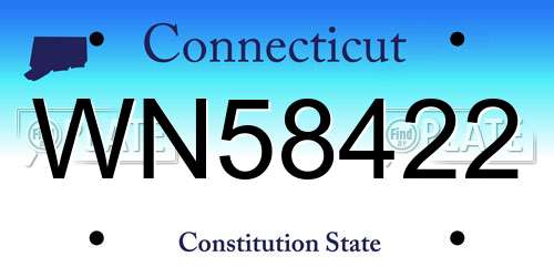 WN58422 Connecticut License Plate
