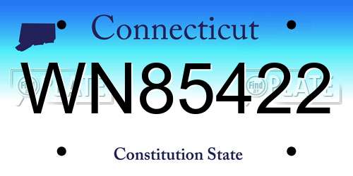 WN85422 Connecticut License Plate