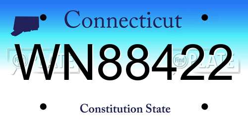WN88422 Connecticut License Plate