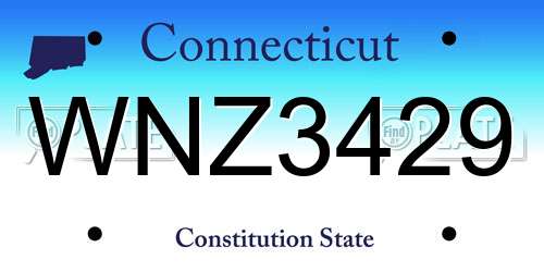 WNZ3429 Connecticut License Plate