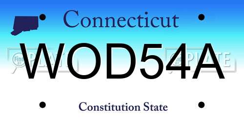 WOD54A Connecticut License Plate
