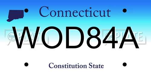 WOD84A Connecticut License Plate
