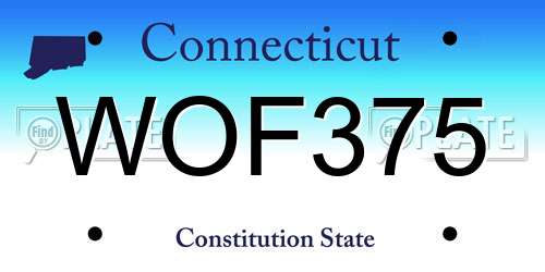 WOF375 Connecticut License Plate