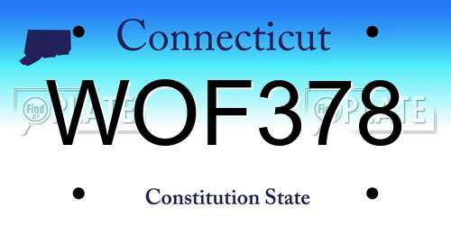 WOF378 Connecticut License Plate