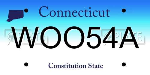 WOO54A Connecticut License Plate