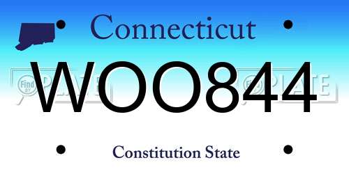 WOO844 Connecticut License Plate