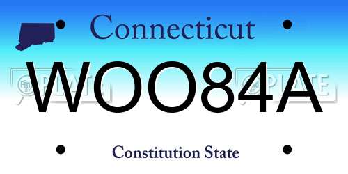 WOO84A Connecticut License Plate