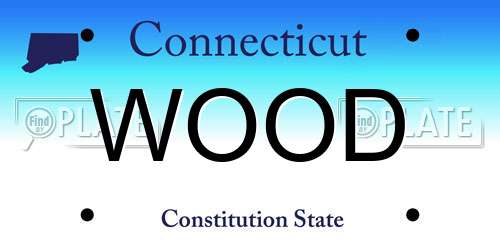 WOOD Connecticut License Plate