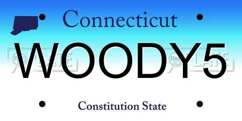 WOODY5 Connecticut License Plate