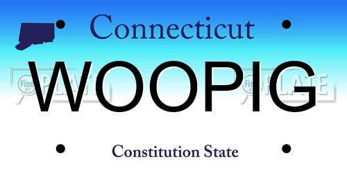 WOOPIG Connecticut License Plate