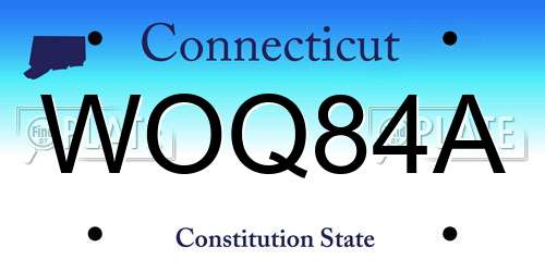 WOQ84A Connecticut License Plate