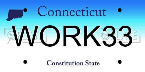 WORK33 Connecticut License Plate