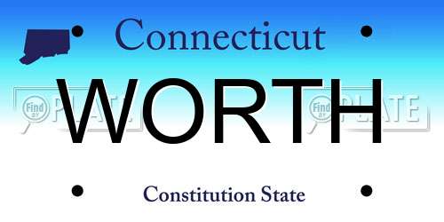 WORTH Connecticut License Plate