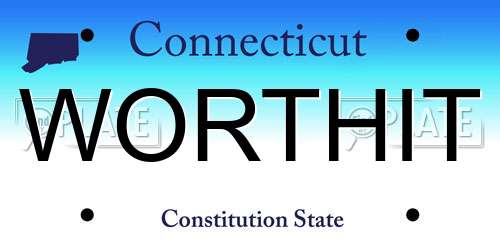 WORTHIT Connecticut License Plate