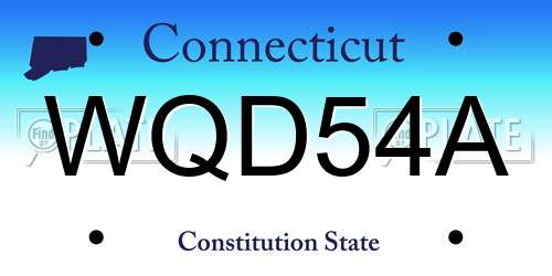 WQD54A Connecticut License Plate