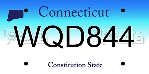 WQD844 Connecticut License Plate