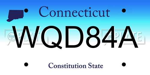 WQD84A Connecticut License Plate