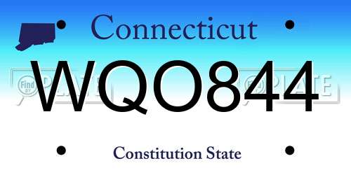 WQO844 Connecticut License Plate