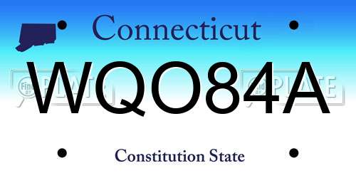 WQO84A Connecticut License Plate