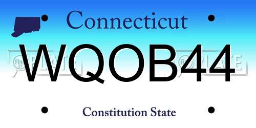 WQOB44 Connecticut License Plate