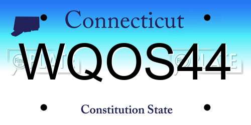 WQOS44 Connecticut License Plate