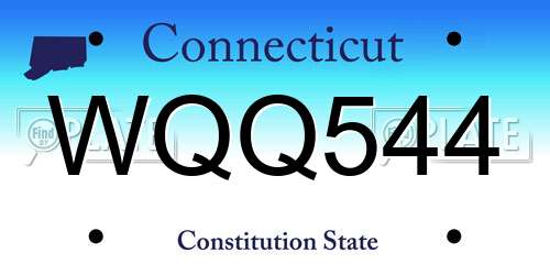 WQQ544 Connecticut License Plate