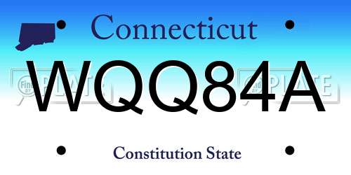 WQQ84A Connecticut License Plate