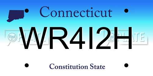 WR4I2H Connecticut License Plate