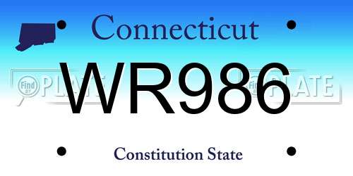 WR986 Connecticut License Plate