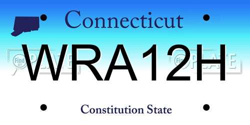 WRA12H Connecticut License Plate