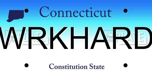 WRKHARD Connecticut License Plate