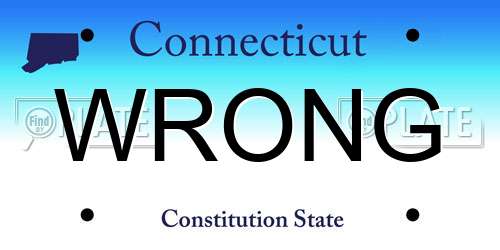 WRONG Connecticut License Plate