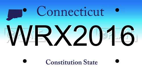 WRX2016 Connecticut License Plate