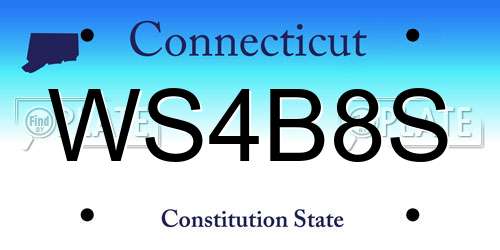 WS4B8S Connecticut License Plate