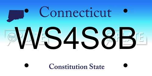 WS4S8B Connecticut License Plate