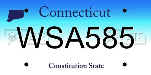 WSA585 Connecticut License Plate