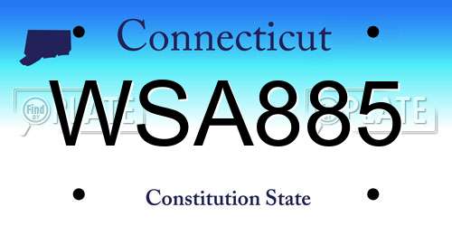 WSA885 Connecticut License Plate