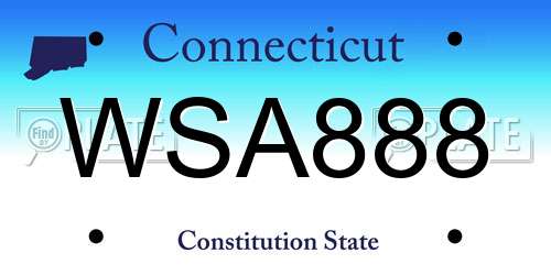 WSA888 Connecticut License Plate