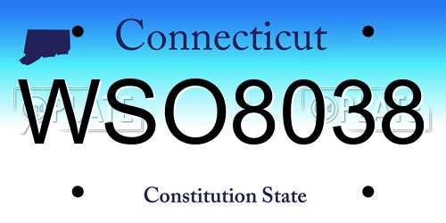 WSO8038 Connecticut License Plate