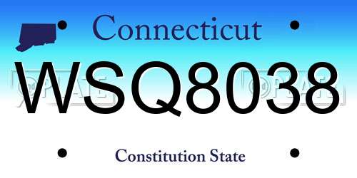 WSQ8038 Connecticut License Plate